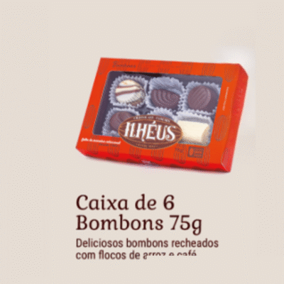 caixa bombons de chocolates com 6 unidades