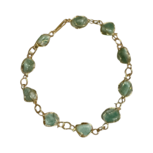 pulseira dourada quartzo verde